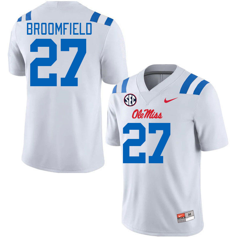 Men #27 Pat Broomfield Ole Miss Rebels 2024 New Uniforms College Football Jerseys Stitched-White